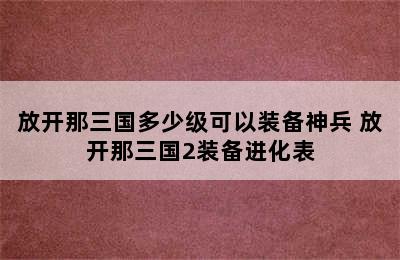 放开那三国多少级可以装备神兵 放开那三国2装备进化表